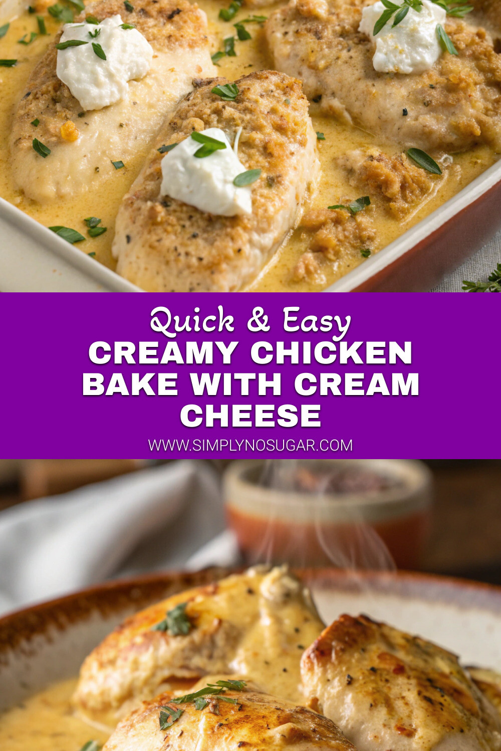 Creamy Chicken Bake with Cream Cheese Pinterest Image