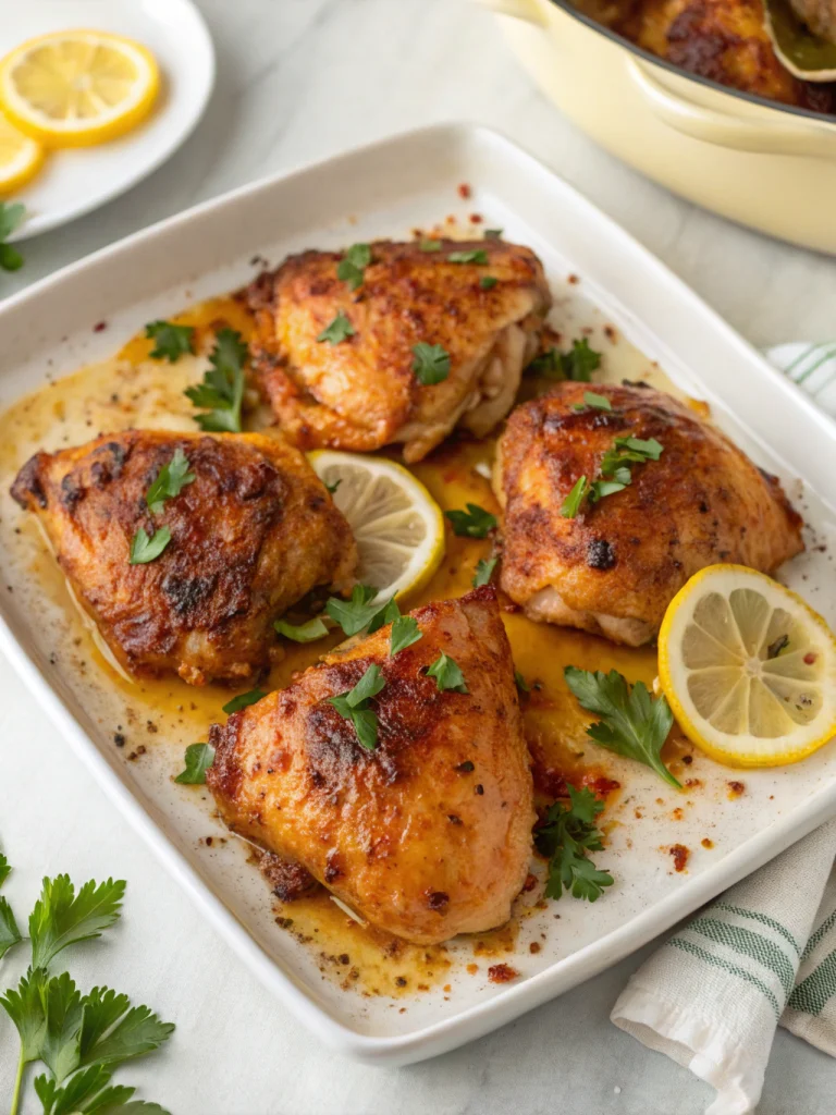 Honey Harissa Baked Chicken Thighs