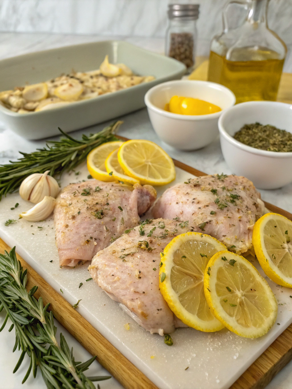 Ingredients for Lemon Garlic Baked Chicken Thighs