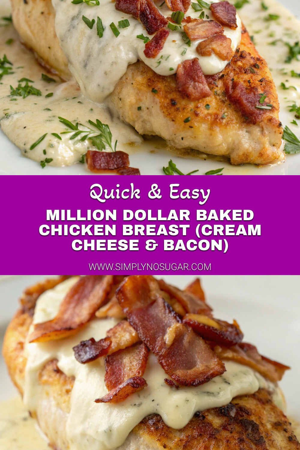 Million Dollar Baked Chicken Breast Cream Cheese Bacon pinterest
