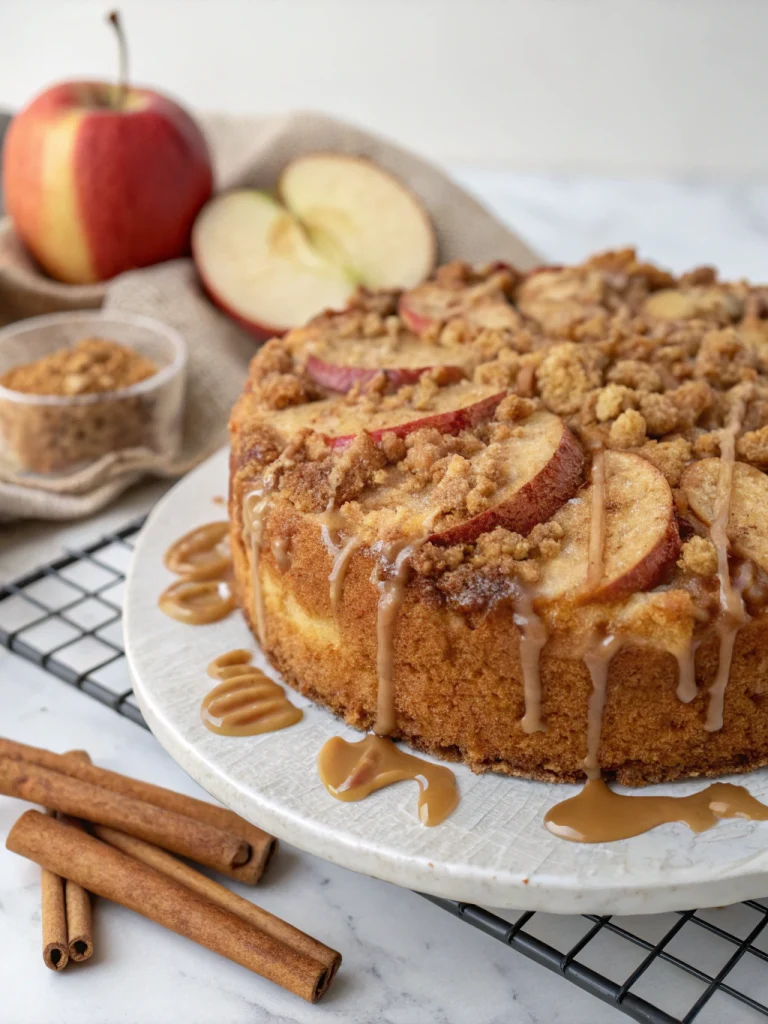 Apple Crumb Cake with Cinnamon Drizzle