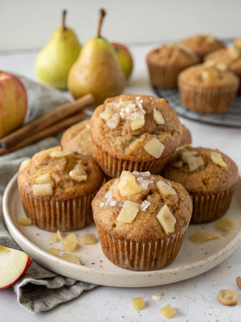 Apple and Pear Muffins with Crystallized Ginger