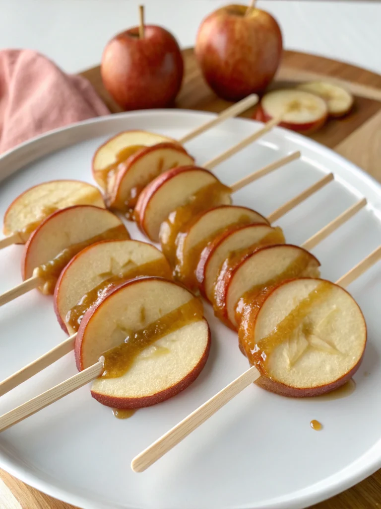 Caramel Apple Slices on a Stick