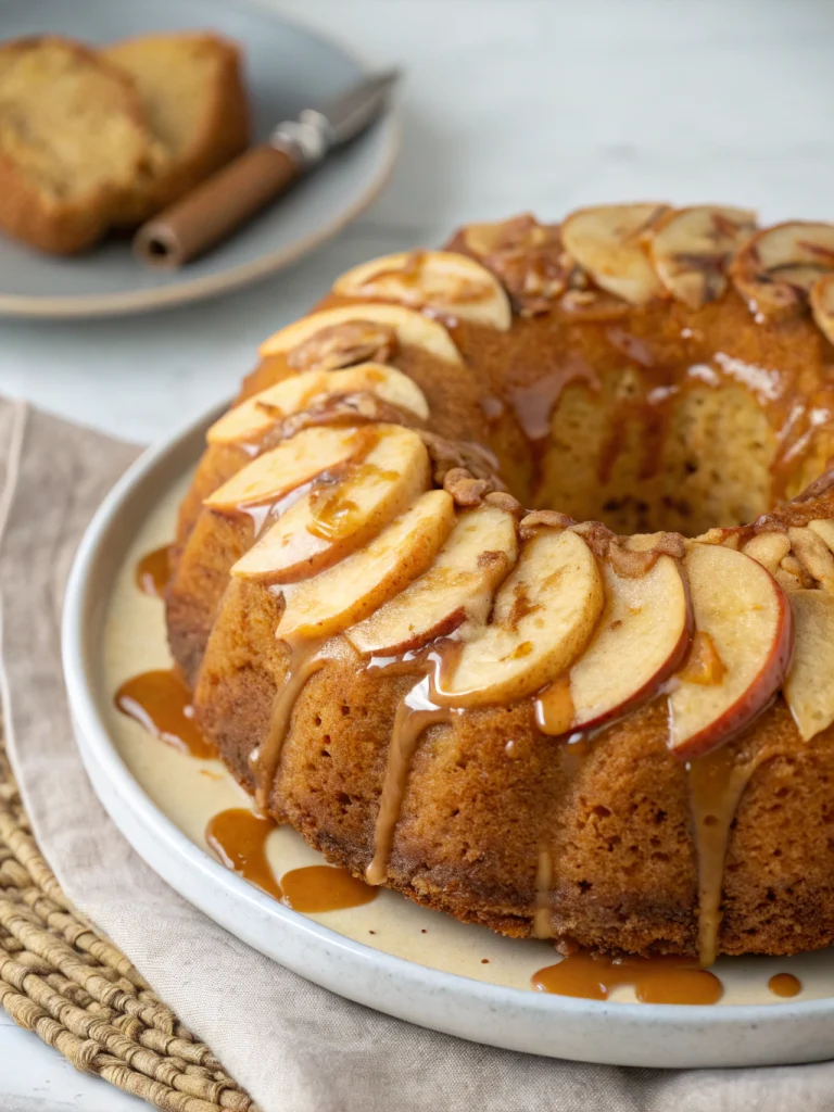 Moist Apple Bundt Cake with Caramel Glaze