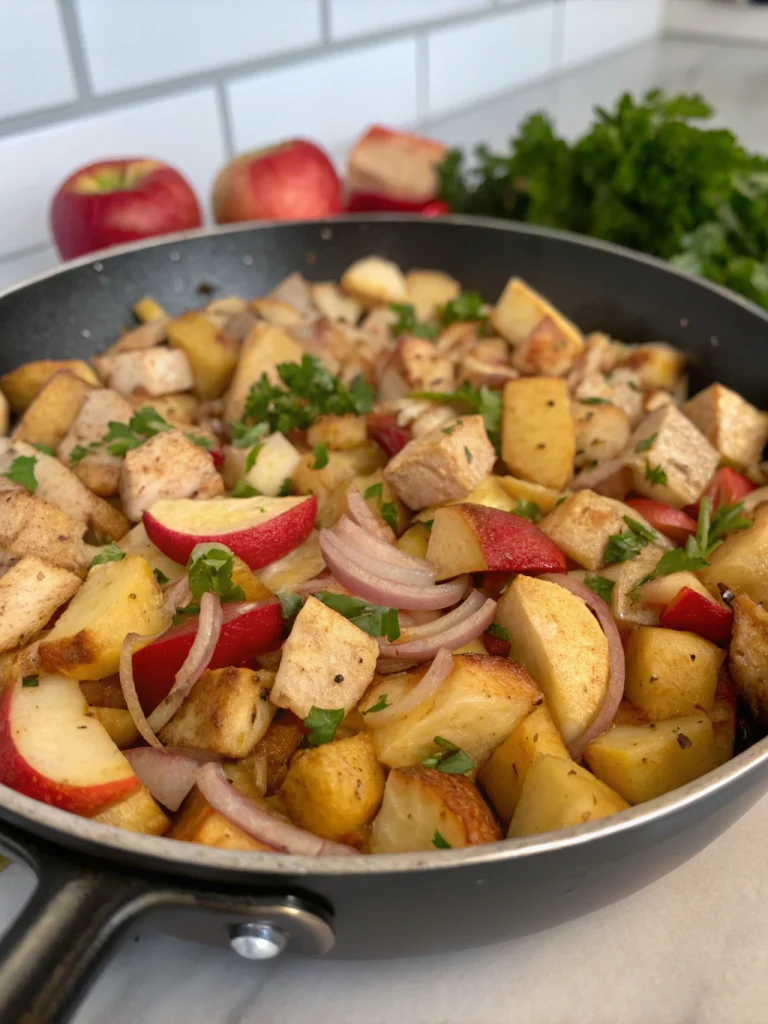 One-Pan Turkey Apple and Onion Hash