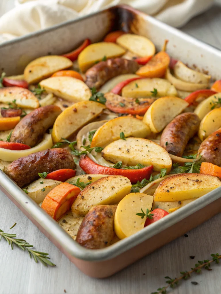 Sheet Pan Apple and Sausage Bake