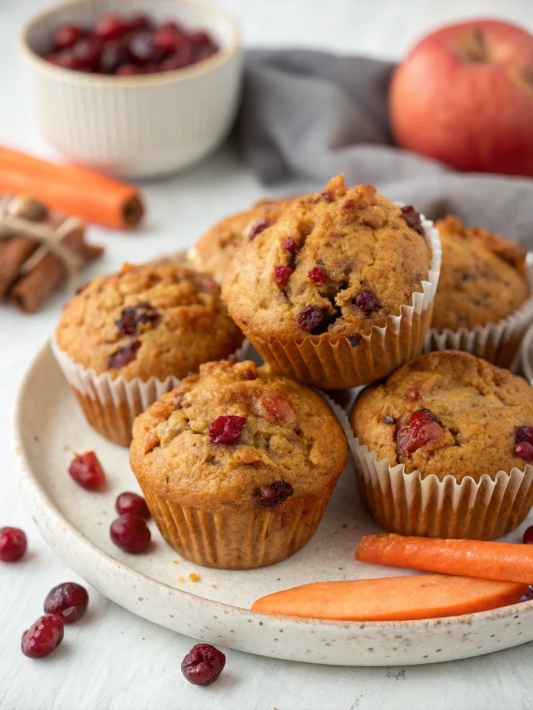 Vegan Apple Carrot Cranberry Muffins