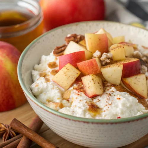Warm Apple Cottage Cheese Breakfast Bowl 1