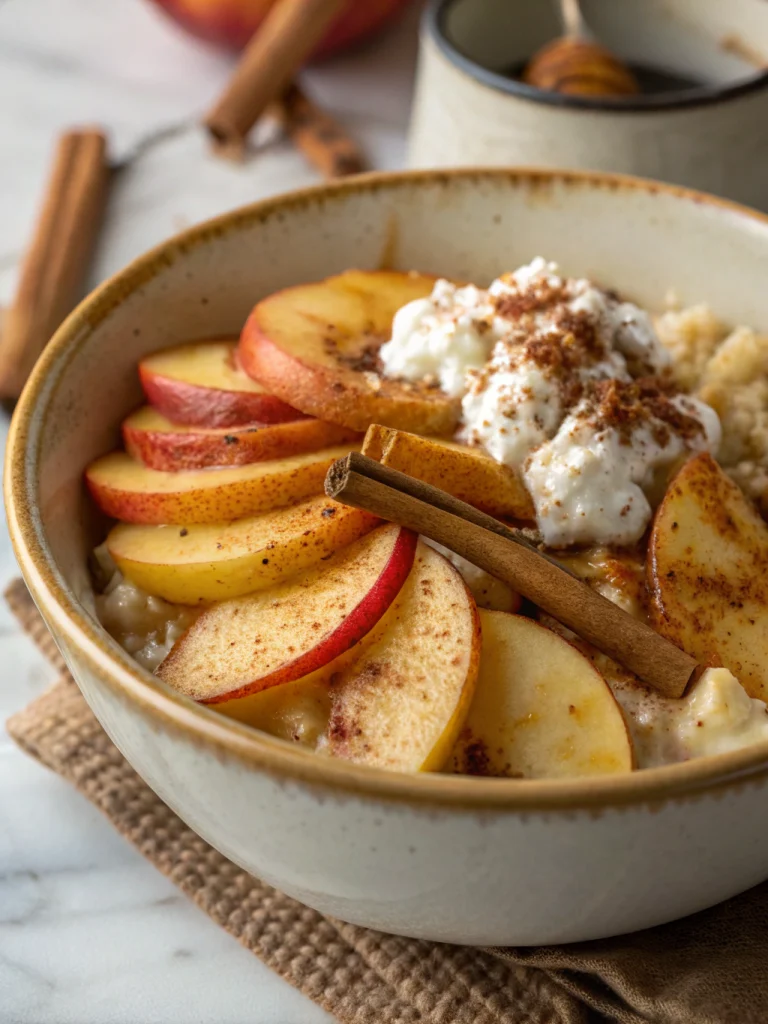 Warm Apple Cottage Cheese Breakfast Bowl