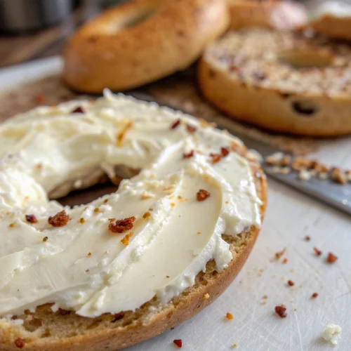 Bagel and cream cheese lunch 1
