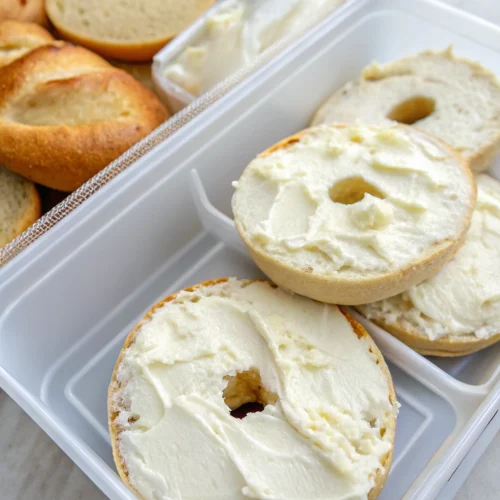Bagels and cream cheese lunch box 1