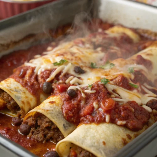Beef and bean enchiladas 1