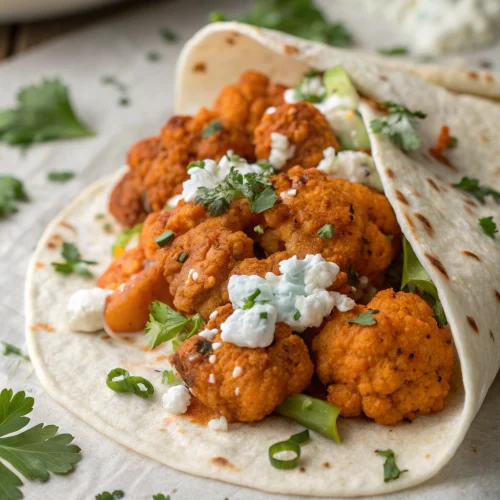 Buffalo cauliflower wrap 1
