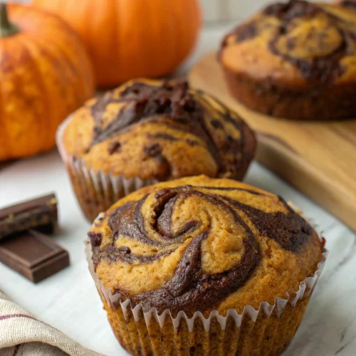 Chocolate swirl pumpkin muffins 1