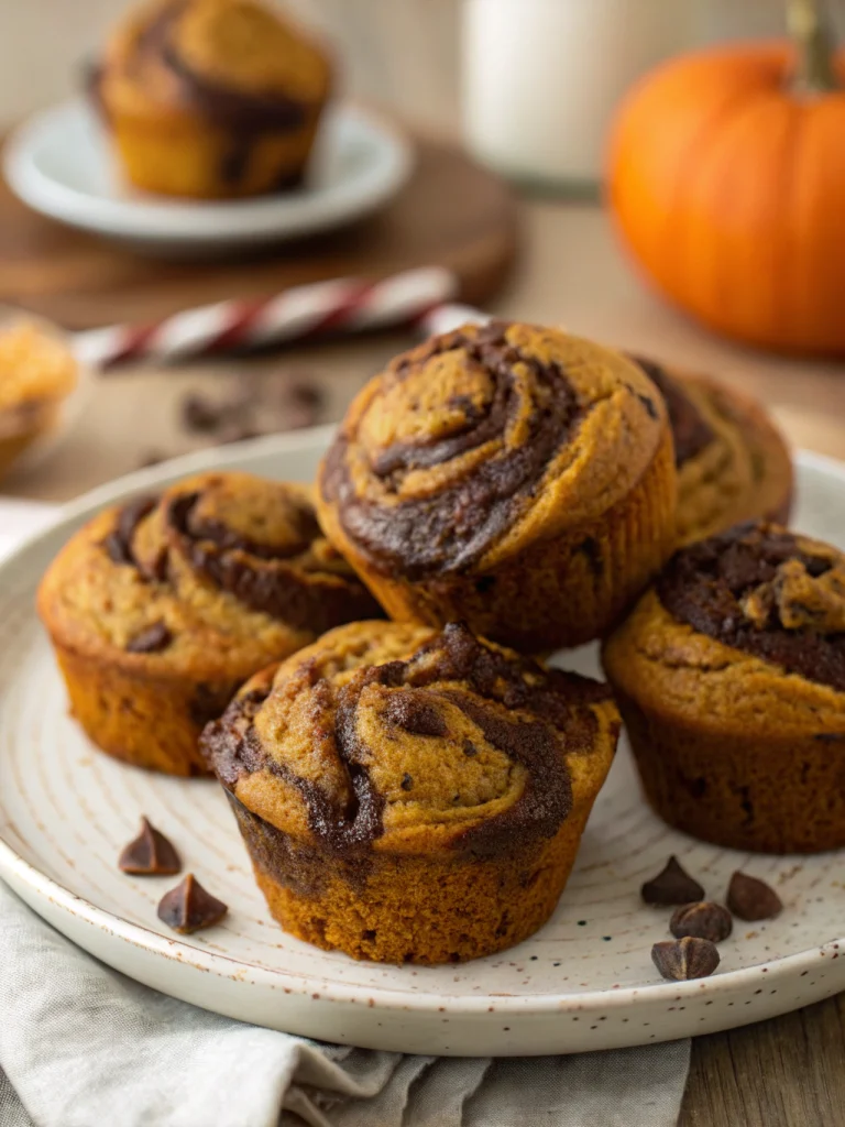Chocolate swirl pumpkin muffins