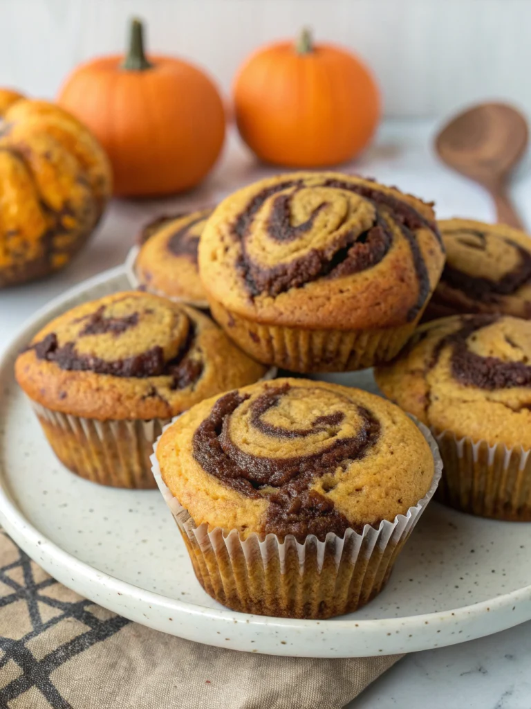 Chocolate swirl pumpkin muffins