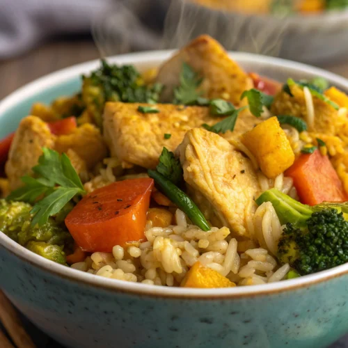 Ginger turmeric chicken rice bowl 1