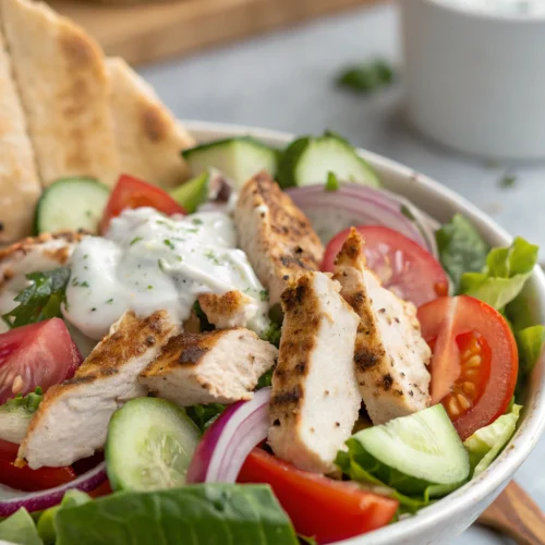 Greek chicken gyro salad 1