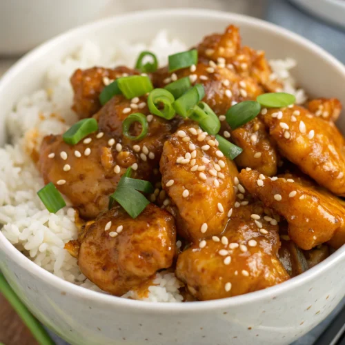 Honey sesame chicken bowl 1
