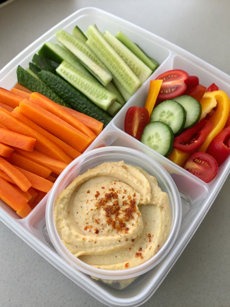 Hummus and veggie lunch box