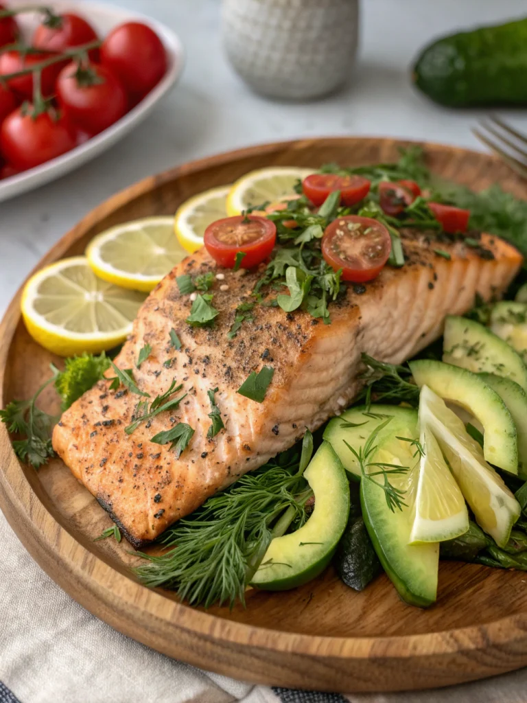 Lemon herb salmon salad