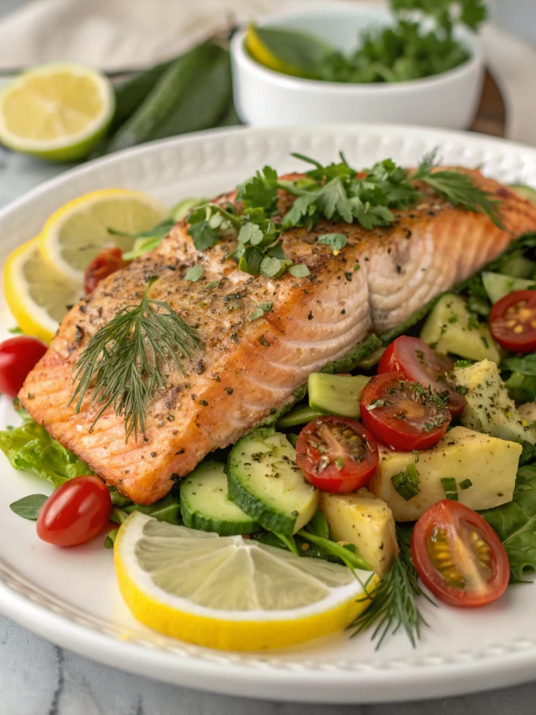 Lemon herb salmon salad