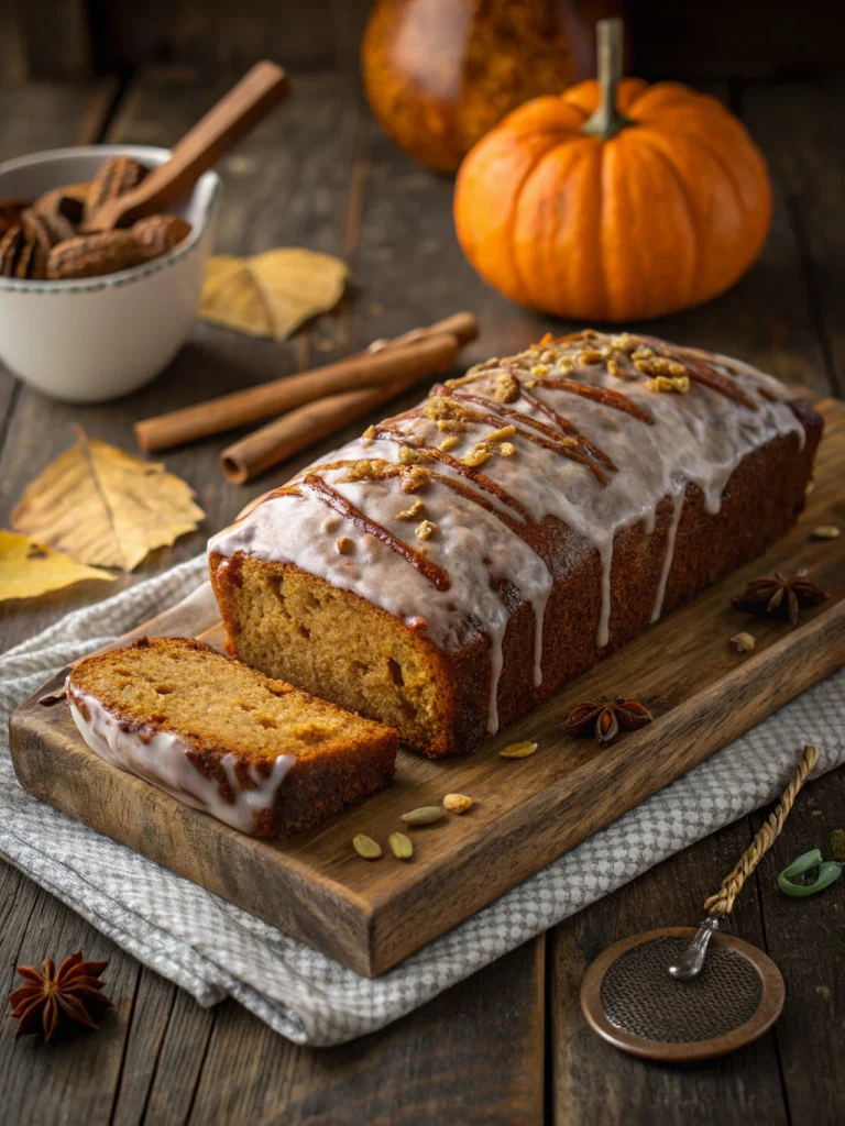 Maple glazed pumpkin bread