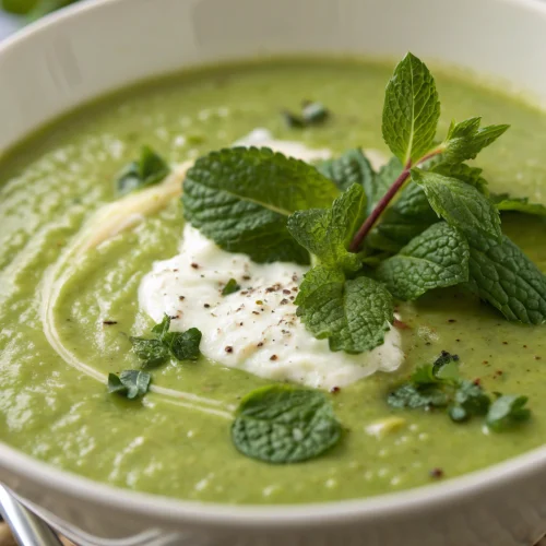 Pea Soup with Fresh Mint and Crème Fraîche 1