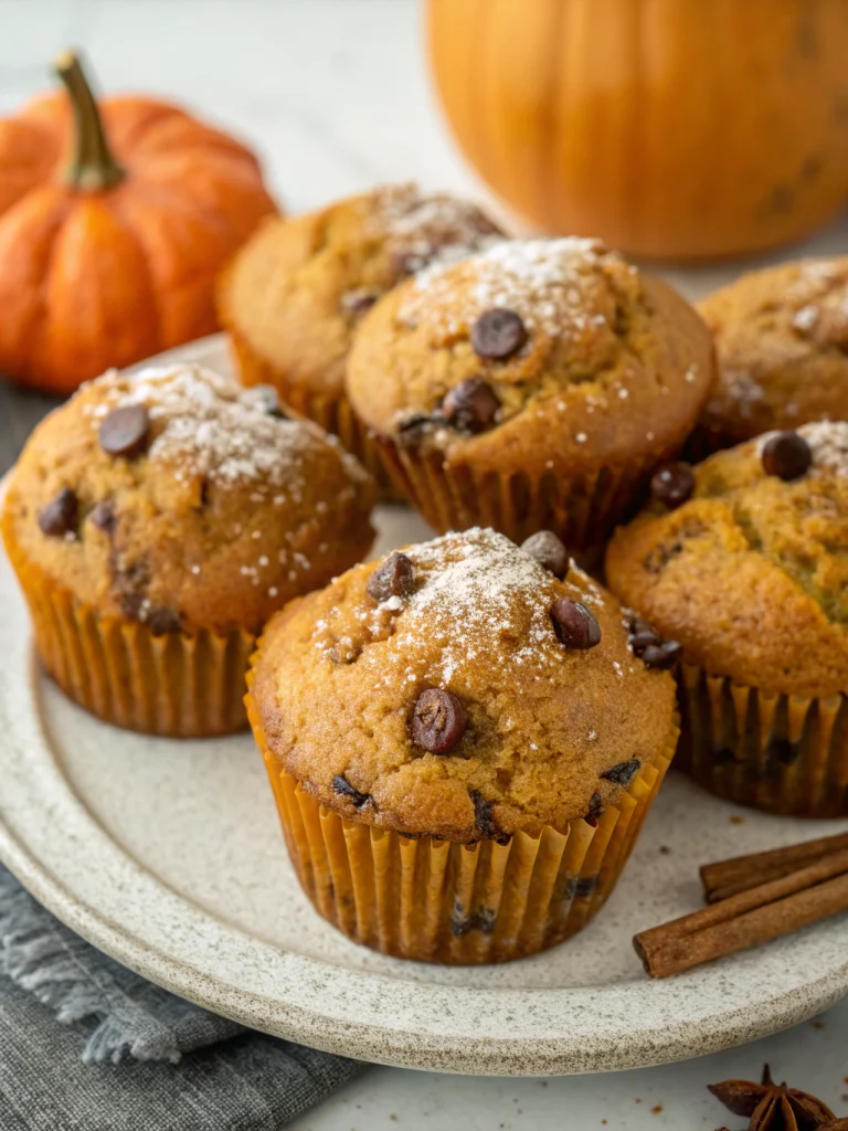 Pumpkin banana chocolate chip muffins