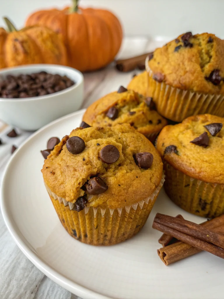 Pumpkin banana chocolate chip muffins
