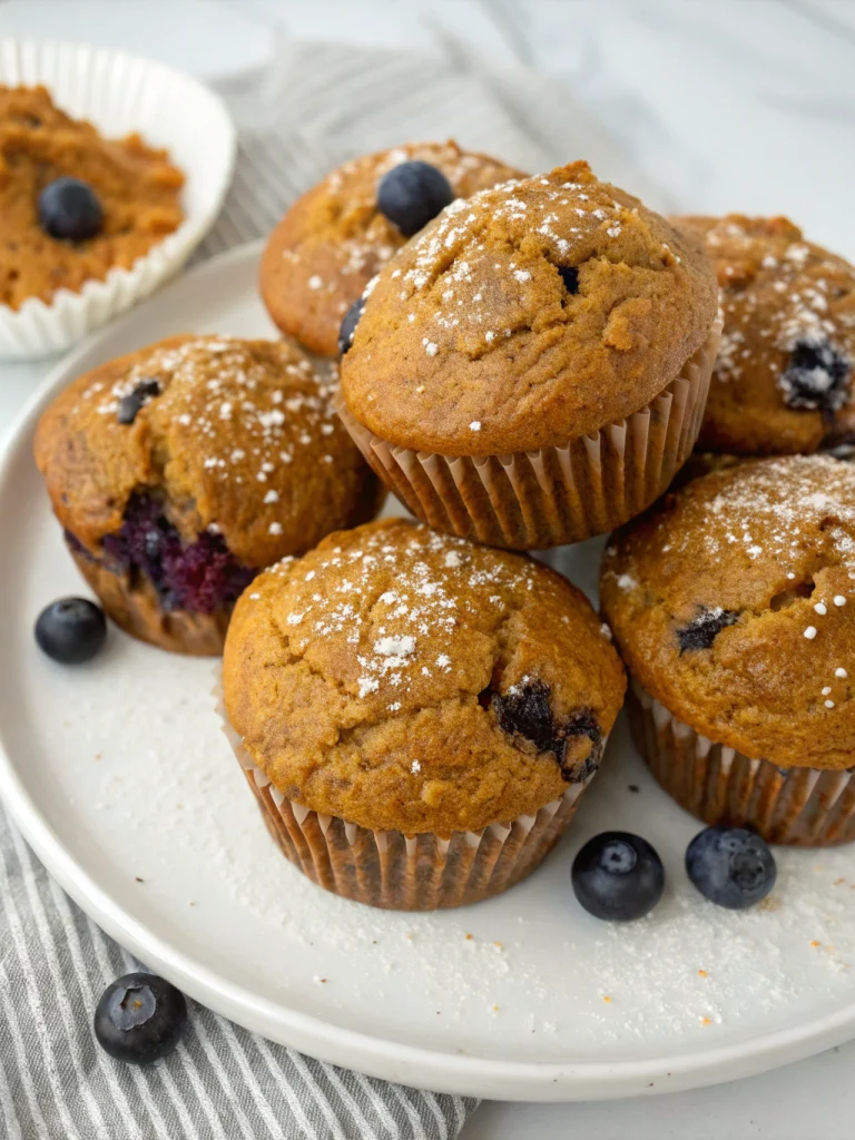 Pumpkin blueberry oatmeal muffins
