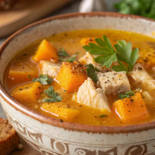 Pumpkin chicken soup 1