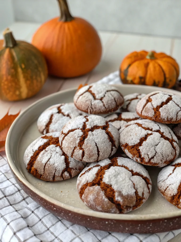 Pumpkin chocolate crinkle cookies