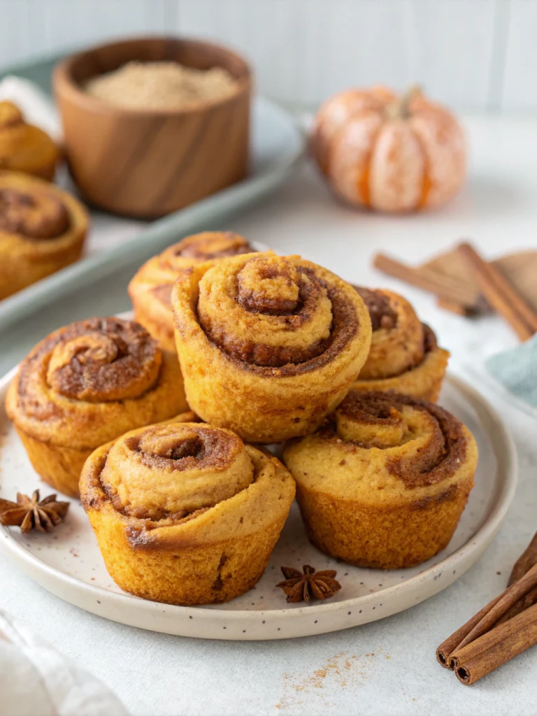 Pumpkin cinnamon roll muffins