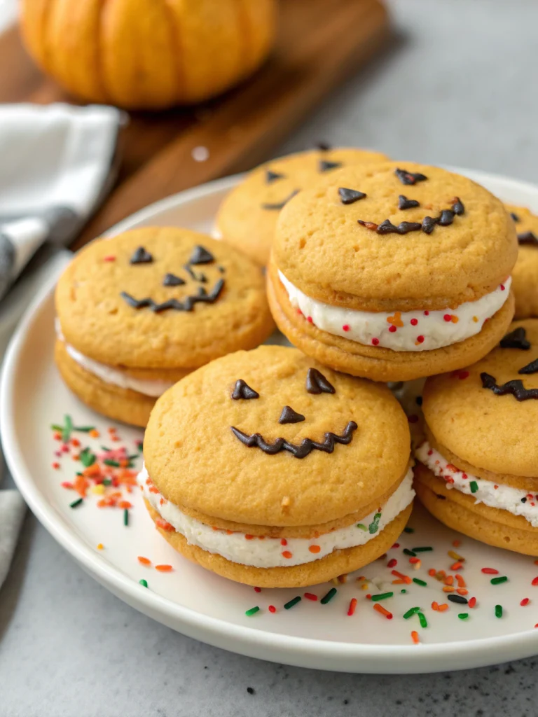 Pumpkin cookie sandwiches