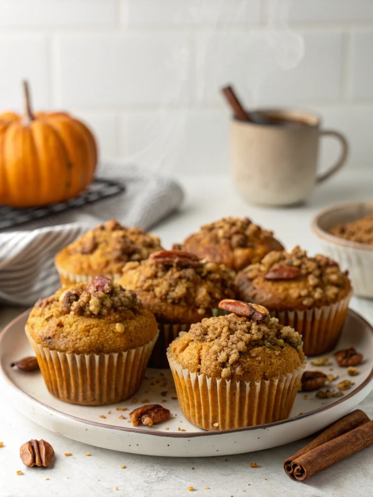Pumpkin pecan streusel muffins