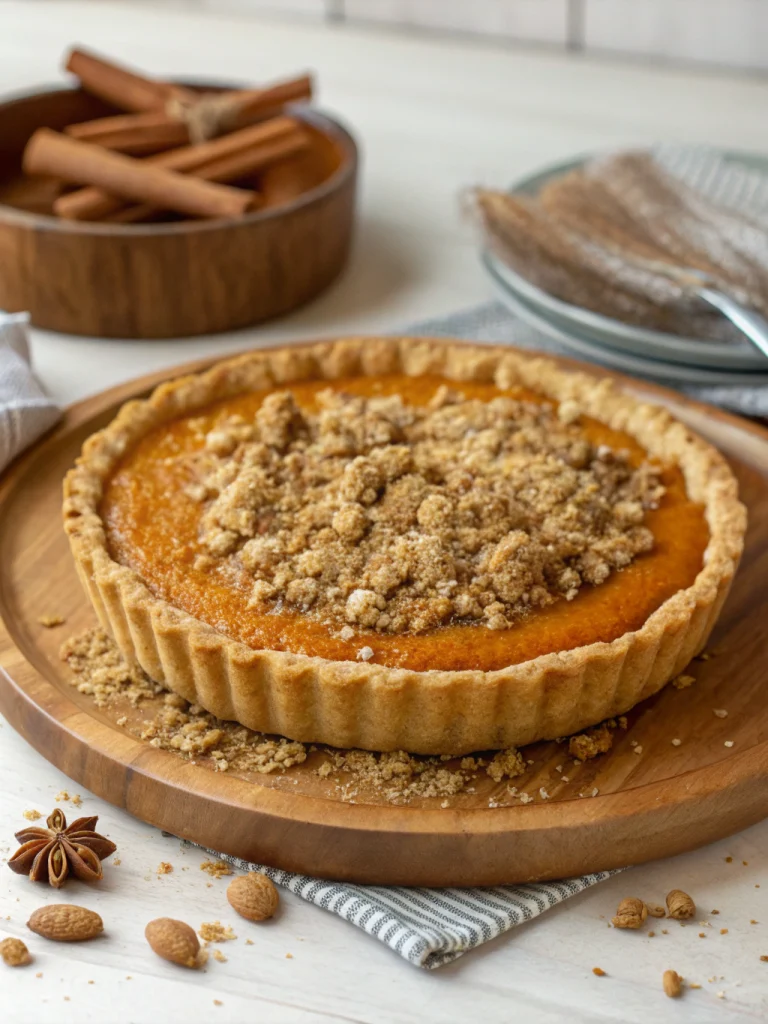 Pumpkin pie with crumb topping