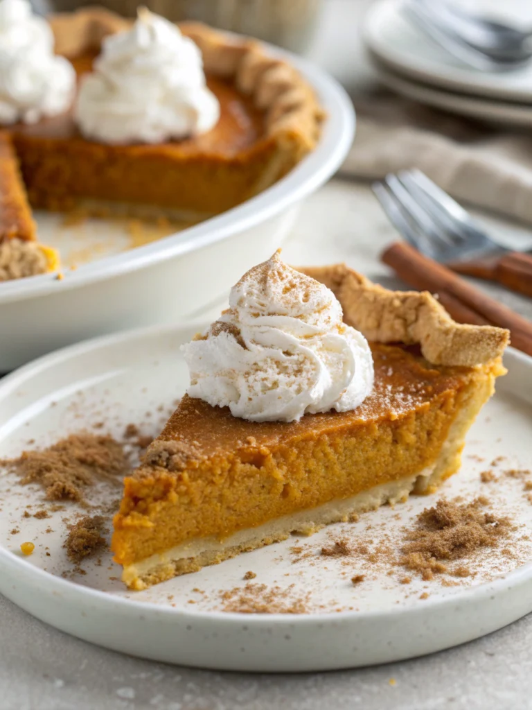 Pumpkin pie with whipped cream