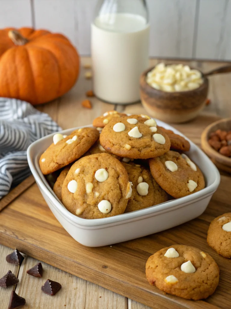 Pumpkin white chocolate chip cookies