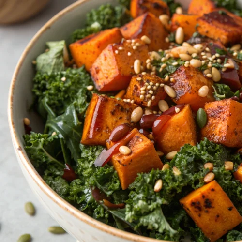 Roasted sweet potato and kale bowl 1