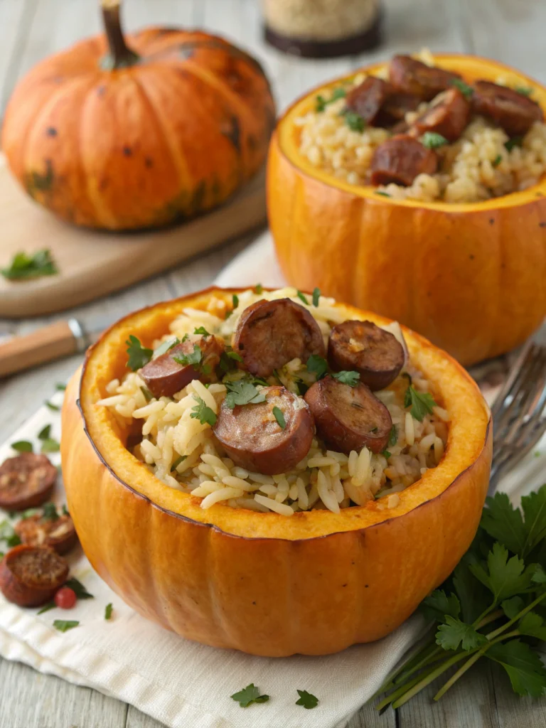 Sausage & Rice Stuffed Pumpkins