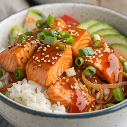Spicy miso salmon bowl 1