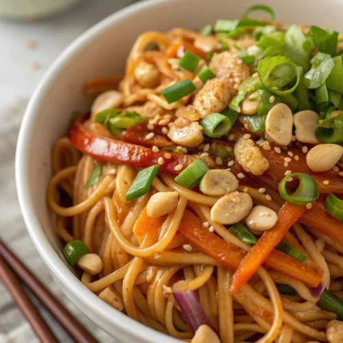 Spicy peanut noodle bowl 1