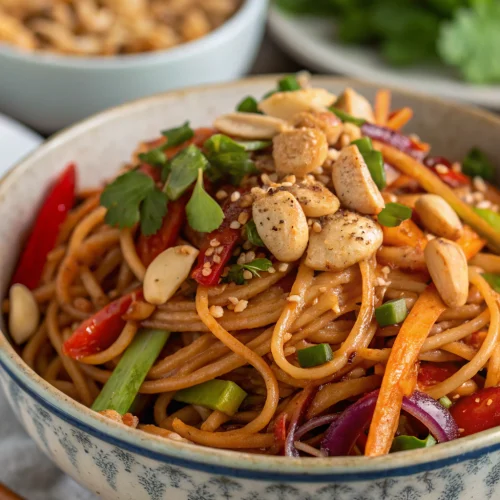 Spicy peanut noodle bowl 1