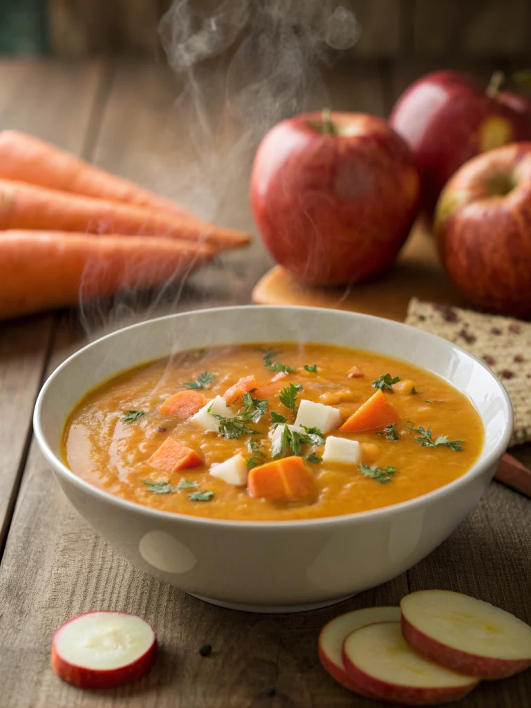 Sweet Potato, Carrot, Apple and Red Lentil Soup