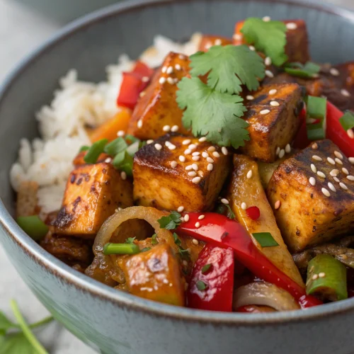 Sweet and spicy tofu bowl 1