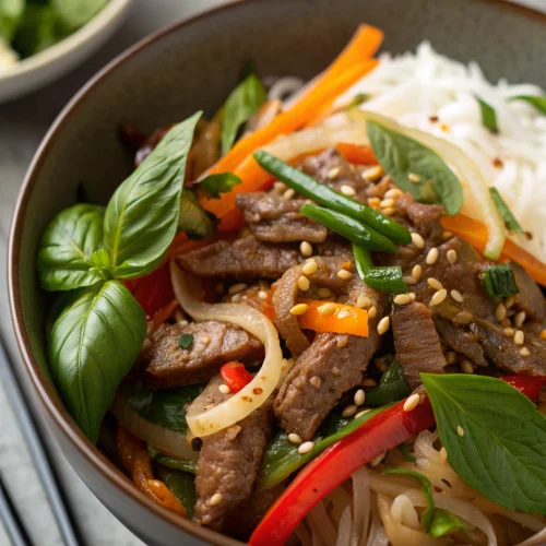 Thai basil beef bowl 1