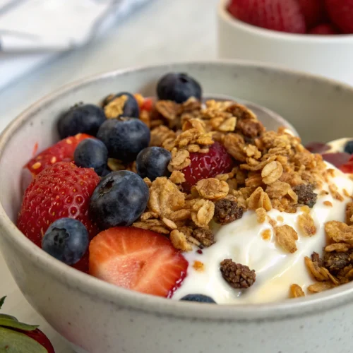 Yogurt and granola lunch 1