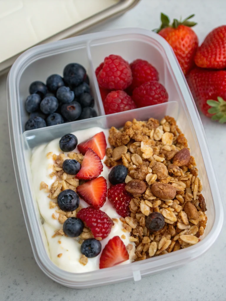 Yogurt and granola lunch box