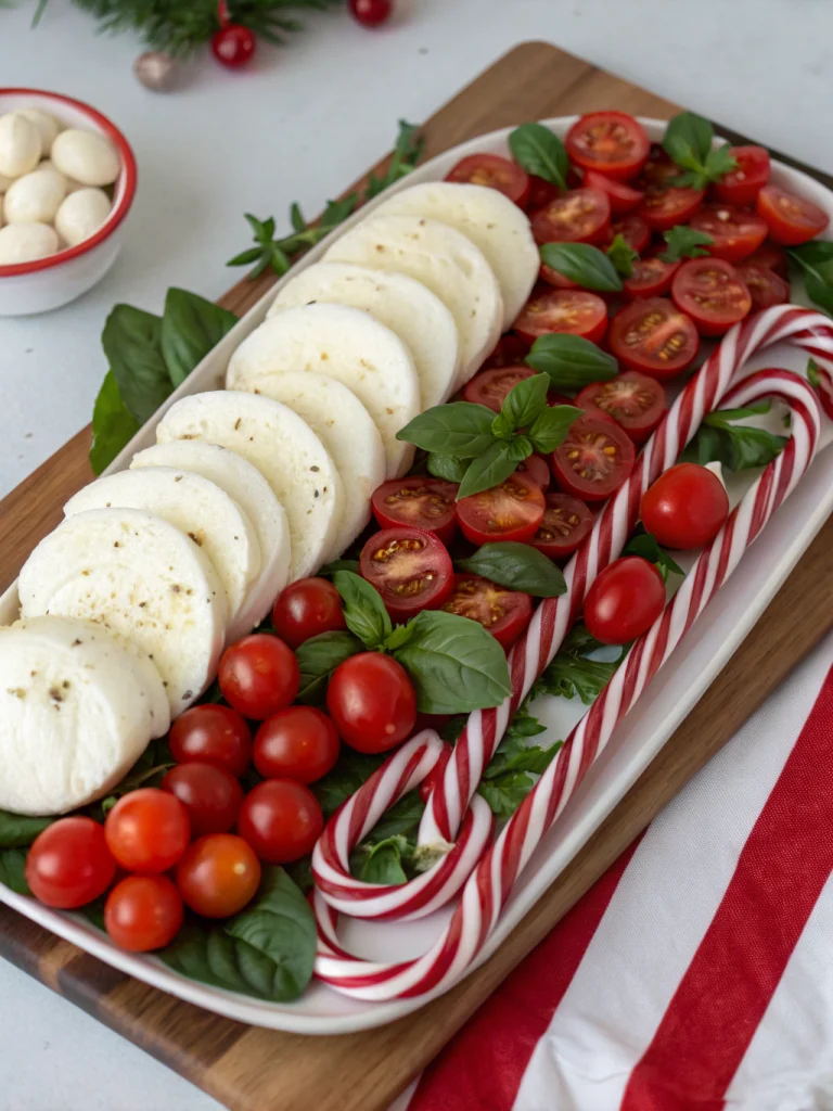 Candy Cane Caprese Board